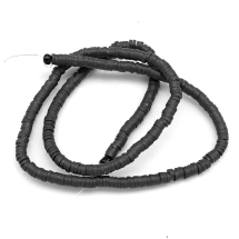 Бусины Экологичные из Полимерной Глины, Ручная Работа, Круглые Плоские, Черный, 3х1мм, Отверстие 1мм, Около 375шт/40см/нить (УТ100030261)