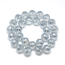 Бусины Стекло с Гальваникой, Граненые, Радужные, Круглые, Цвет: Бесцветный, Размер: Диаметр 18мм, Отв. 2мм, около 28шт/55см/нить, (УТ100030273)