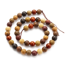 Намистини Дерево, Круглі, на Нитці, Колір: різнокольоровий, Розмір: 8-8.5мм, Отвір 1.2мм, близько 48шт/38.5см/нитка (УТ100030280)