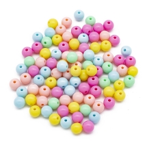 Бусины Акриловые Круглые, Цвет: Микс, Размер: 10х9мм, Отверстие: 2мм, около 90шт/50г, (УТ100030285)