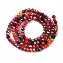 Бусины Гальваника Стекло АВ-Цвет, Граненые, Рондель, Цвет: Кирпичный, Размер: 3.5х3мм, Отверстие 0.8мм, около 130шт/36см/нить, (УТ100030289)