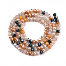 Бусины Гальваника Стекло АВ-Цвет, Граненые, Рондель, Цвет: Оранжевый, Размер: 3.5х3мм, Отверстие 0.8мм, около 130шт/36см/нить, (УТ100030290)