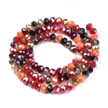 Бусины Гальваника Стекло, Граненые, Рондель, Цвет: Красный, Размер: 5.5-6х5мм, Отверстие 1мм, около 88шт/40см/нить, (УТ100030313)