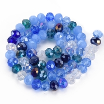 Бусины Гальваника Стекло АВ-Цвет, Граненые, Рондель, Цвет: Васильковый, Размер: 7.5-8х6мм, Отверстие 1.5мм, около 65шт/40см/нить, (УТ100030318)