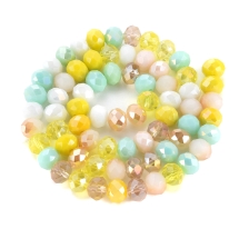 Бусины Гальваника Стекло АВ-Цвет, Граненые, Рондель, Цвет: Желтый, Размер: 7.5-8х6мм, Отверстие 1.5мм, около 65шт/40см/нить, (УТ100030323)