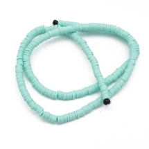 Бусины Экологичные из Полимерной Глины, Ручная Работа, Круглые Плоские, Аквамарин, 4х1мм, Отверстие 1мм, Около 375шт/40см/нить (УТ100030333)