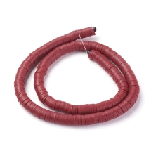 Бусины Экологичные из Полимерной Глины, Ручная Работа, Круглые Плоские, Темно-красный, 8х0.5-1мм, Отверстие 2мм, Около 360шт/43см/нить (УТ100030340)