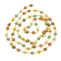 Цепь Латунь и Эмаль, Ручная Работа, Паяная, Цветок, Стойкое Покрыте, Цвет: Красочный и Золото, Размер: 12.5х7.5х2мм, (УТ100030344)