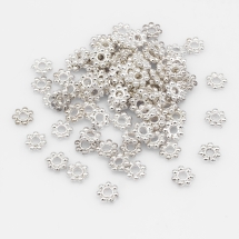 Бусины-Разделители Пластиковые ССВ, Цветок, Цвет: Серебро, Размер: 6х2мм, Отв-тие 2мм, (УТ100030348)