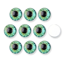 Кабошоны Глаз Дракона, Стеклянные, Круглые, Цвет: Аквамарин, Размер: 16х5мм, (УТ100030352)