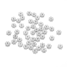 Бусины-Разделители Пластиковые ССВ, Цветок, Цвет: Серебро, Размер: 4х1мм, Отв-тие 1мм, (УТ100030359)
