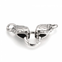 Застібка Кільце Пружинне, Кінцевікі Змія, Нержавіюча Сталь, Античне Срібло, 77х15х13мм, Внутрішній Діаметр 13мм, Отвір 9х6мм, (УТ100030363)