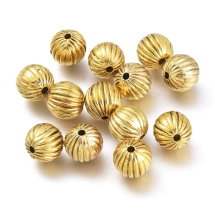 Бусины Пластиковые ССВ, Круглые, Гофрированные, Цвет: Античное Золото, Размер: 12мм, Отв-тие 2мм, (УТ100030367)