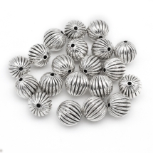 Бусины Пластиковые ССВ, Круглые, Гофрированные, Цвет: Античное Серебро, Размер: 15.5мм, Отв-тие 2-2.5мм, (УТ100030371)