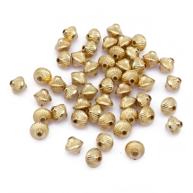 Бусины Пластиковые ССВ, Биконус, Гофрированные, Цвет: Светлое золото, Размер: 7х6мм, Отв-тие 1.5мм, (УТ100030372)
