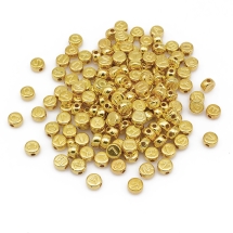 Бусины Пластиковые ССВ, Плоско-круглые, Буквы, Цвет: Золото, Размер: 7х6мм, Отв-тие 1.4мм, около 130шт/20г, (УТ100030377)