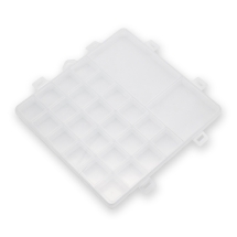 Контейнер для Бисера и Бусин, Пластик, Прозрачный, 26 отделений, Размер: 19х20х1.8см, Отдел 3x3см,7.05x7.05см,11.3x7см, отверстие 17х6мм, (УТ100030383)