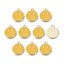 Подвески Сплав и Эмаль, Смайл, Цвет: Золотой, Цвет Металла: Светлое Золото, Размер: 14.5х12х1.5мм, Отверстие: 1.5мм, (УТ100030605)