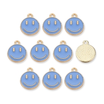 Подвески Смайл, Сплав и Эмаль, Цвет: Королевский Синий, Цвет Металла: Светлое Золото, Размер: 14.5х12х1.5мм, Отверстие: 1.5мм, (УТ100030607)