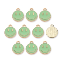 Подвески Смайл, Сплав и Эмаль, Цвет: Светло-зеленый, Цвет Металла: Светлое Золото, Размер: 14.5х12х1.5мм, Отверстие: 1.5мм, (УТ100030608)