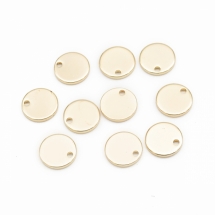 Подвеска Плоская Круглая, Латунь, Стойкое Покрытие, Позолота 18К, 8х1мм, Отверстие 1мм, (УТ100030626)