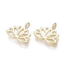 Подвеска Латунь, Лотос, Позолота 18К, 10.5х12.5х1мм, Отверстие 1.8мм, (УТ100030630)
