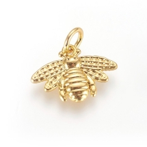 Подвеска Латунь, Пчела, Золото, 16х12х2мм, Отверстие 3мм, (УТ100030636)