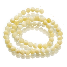 Намистини Натуральний Медовий Нефрит, на нитках, Круглі, 6-7мм, Отвір 1мм, близько 56шт/36см/нитка, (УТ100030649)