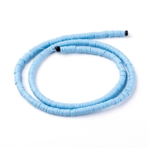 Бусины Экологичные из Полимерной Глины, Ручная Работа, Круглые Плоские, Светло-голубой, 4х1мм, Отверстие 1мм, Около 375шт/43см/нить (УТ100030695)