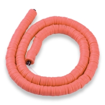 Намистини з Полімерної Глини, Ручна Робота, Круглі Плоскі, Світло-кораловий, 8х0.5-1мм, Отвір 2мм, Близько 370шт/43см/нитка (УТ100030697)