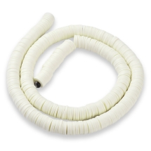 Бусины из Полимерной Глины, Ручная Работа, Круглые Плоские, Светло-желтый, 8х0.5-1мм, Отверстие 2мм, Около 370шт/43см/нить (УТ100030699)