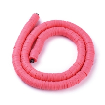 Бусины из Полимерной Глины, Ручная Работа, Круглые Плоские, Лососевый, 8х0.5-1мм, Отверстие 2мм, Около 370шт/43см/нить (УТ100030701)