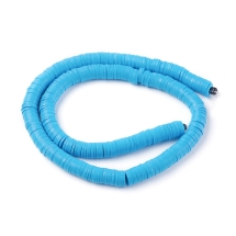 Бусины из Полимерной Глины, Ручная Работа, Круглые Плоские, Синий, 8х0.5-1мм, Отверстие 2мм, Около 370шт/43см/нить (УТ100030702)