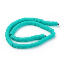 Намистини з Полімерної Глини, Ручна Робота, Круглі Плоскі, Бірюзовий, 8х0.5-1мм, Отвір 2мм, Близько 370шт/43см/нитка (УТ100030703)