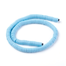 Намистини з Полімерної Глини, Ручна Робота, Круглі Плоскі, Світло-блакитний, 8х0.5-1мм, Отвір 2мм, Близько 370шт/43см/нитка (УТ100030704)