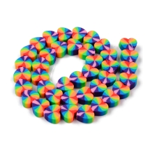 Бусины из Полимерной Глины, Ручная Работа, Сердце, Цвет: Микс, Размер: 9х10х4мм, Отверстие 1.5мм, около 38шт/32см/нить, (УТ100030714)