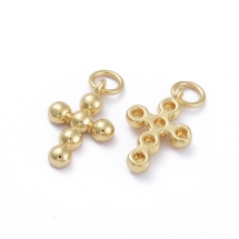 Подвеска Латунь, Крест, Стойкое Покрытие, Цвет: Золто, Размер: 16х10х2.5мм, Соединительное кольцо 5х0.8мм, Внутр диаметр 3.4мм, (УТ100030738)