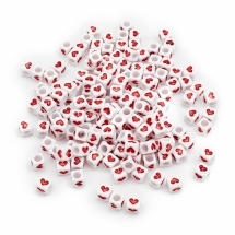 Акрилові Непрозорі Намистини Кубики, Колір: Червоний, Розмір: 6.5х6х6мм, Отвір 3мм, близько 150шт/25г, (УТ100030756)