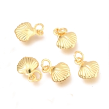Подвеска Латунь, Ракушка, Стойкое Позолота 18К, 11х8х2.8мм, Отверстие 2.5мм, (УТ100030761)