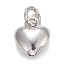 Подвеска Латунь, Сердце, Стойкое Покрытие, Платина, 9.5х7.5х3.5мм, Соединительное кольцо 4.6х0.8мм, Внутренний диаметр 3мм, (УТ100030776)