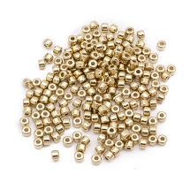 Бусины-разделители Пластиковые, Покрытие ССВ, Цилиндр, Цвет: Светлое Золото, Размер: 5.5х4мм, Отв-тие 2мм, около 195шт/20г, (УТ100030827)