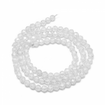 Намистини Фіаніти / Кубічний Цирконій, Круглі, Грановані, на Нитках, Колір: Безбарвний, 4мм, Отвір 0.8мм, близько 87шт/36см/нитка, (УТ100030830)