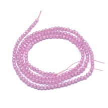 Намистини Фіаніти / Кубічний Цирконій, Круглі, Грановані, на Нитках, Колір: Перлинно-рожевий, 2мм, Отвір 0.5мм, близько 160шт/36см, (УТ100030833)