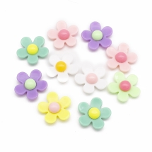 Бусины Акрил Непрозрачные, Цветок, Цвет: Микс, Размер: 22х22-23х7-8мм, Отверстие: 1.4мм, (УТ100030841)