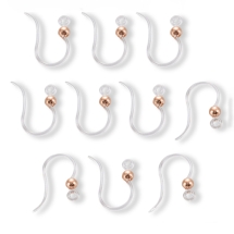 Швензы Крючки для Сережек, Экологический Пластик с Шариком из Нержавеющей Стали, Цвет: Розовое Золото, Размер: 15.5х8х0.7мм, Отверстие 1.2мм, Пин: 0.5мм, (УТ100030927)