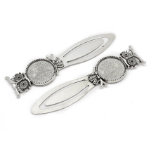 Закладка для Книг Сеттінг, під Кабошон, Сплав, Сова, Колір: Античне Срібло, 88х22.5х3мм, Платформа 20мм, підходить для страз завтовшки 1.5мм, (УТ100030976)