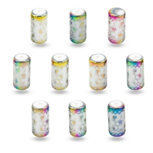 Бусины Стекло Гальваника с Цветочным Узором, Колонка, Цвет: Разноцветный, Размер: 20х10мм, Отв. 1.2мм, (УТ100030996)