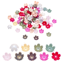 Шапочки для Намистин, Акрил, Непрозорі, Пофарбовані Напиленням, Квітка, 6 пелюсток, Колір: Мікс, Розмір: 14.5х13.5x6мм, Отвір: 2мм, близько 75шт/25г, (УТ100031016)