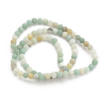 Намистини Натуральний Амазоніт, На нитках, Круглі, Матові, Квітковий, 4-4.5мм, Отвір 1.5мм, близько 81-86шт/36см/нитка, (УТ100031061)