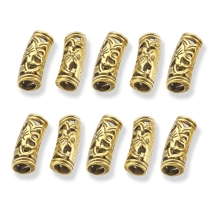 Намистини Трубочки Вигнуті, Порожнисті, Сплав, Тибетський Стиль, Колір: Античне Золото, 19х6мм, Отвір 4мм, 10шт/упаковка, (УТ100031115)